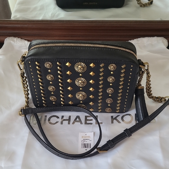 Michael Kors Black Crossbody Bag with Gold Accents - Picture 1 of 7